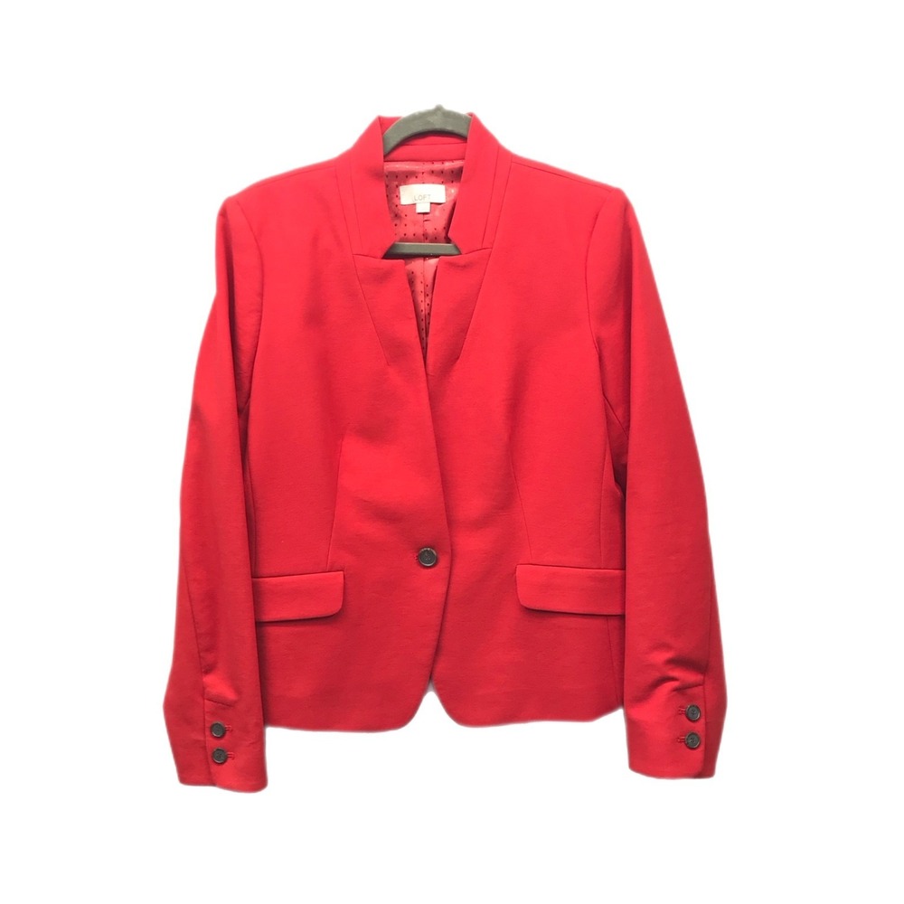 Ann Taylor LOFT Women's Red Blazer One Button Career Jacket Size 8